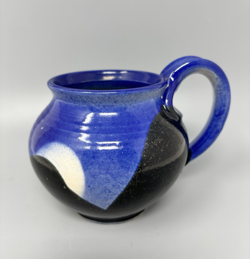 VINTAGE LUNAR WORKS POTTERY COFFEE MUG BLUE WHITE MOON CUP HANDMADE SIGNED 2001