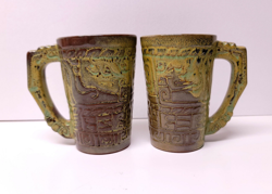 SET OF 2 - VTG FRANKOMA POTTERY 7M AZTEC MAYAN 5