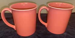 SET OF 2 ~ VINTAGE CORNING WARE CORAL PINK SALMON COFFEE MUGS CUPS