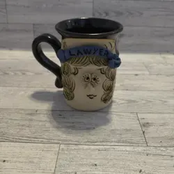 BRADFORD POTTERY FUNNY FACE UGLY MUG LAWYER  SIGNED STONEWARE 3D VINTAGE