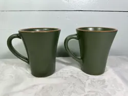 CASA VERDE GREEN TERRACOTTA TABLEWARE COFFEE MUGS, LOT OF 2 GREEN MUGS, VINTAGE.