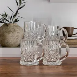 (4)  VTG CRISTAL D'ARQUES FRANCE 24% LEAD DIAMOND CRYSTAL COFFEE MUGS