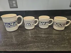LOT OF 4 VTG DEDHAM RABBIT BY THE POTTING SHED MUG ZANESVILLE OHIO MARKED USA