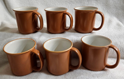 CROWN CORNING JAPAN 6 CUPS / MUGS TERRA COTTA COLOR  /  VTG EXCELLENT CONDITION