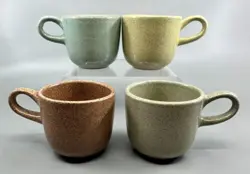 4VINTAGE MID CENTURY MODERN HEATH STONEWARE CERAMIC DEMITASSE ESPRESSO MUGS CUPS