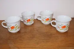 4 VINTAGE CORELLE  CORNING WARE WILDFLOWER CUPS