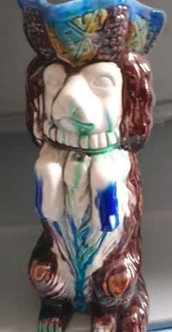 MAJOLICA? CERMIC COCKER SPANIEL DOG MUG/PITCHER NO CHIPS OR CRACKS VINTAGE