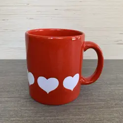VTG 1970S WAECHTERSBACH RED & WHITE HEART COFFEE TEA MUG CUP - WEST GERMANY