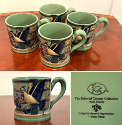 NEW SET 4 VINTAGE TRACY PORTER BELOVED COUNTRY CERAMIC LARGE 16 OZ. COFFEE MUGS