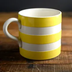 RARE TG GREEN VINTAGE 1930'S YELLOW BAND HALF PINT MUG CORNISH KITCHEN ENGLAND