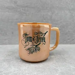 VINTAGE FIRE KING TOM & JERRY PUNCH BOWL CUP MUG PEACH IRIDESCENT LUSTER