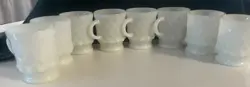 8 VINTAGE ANCHOR HOCKING FIRE KING KIMBERLY DIAMOND MUGS MILK WHITE RETRO 60S