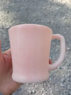 VINTAGE FIRE KING PINK   D HANDLE COFFEE CUP MUG