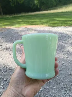 VINTAGE FIRE KING  JADITE  D HANDLE COFFEE CUP MUG