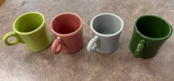 FIESTA VINTAGE TOM & JERRY MUGS IN 50'S COLORS- ALL NICE & SHINY!