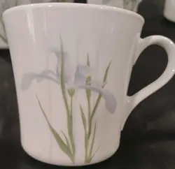 VINTAGE CORELLE SHADOW IRIS SQUARE COFFEE MUG TEA CUP SET OF 7 CORNING WARE