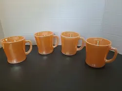 (4)VINTAGE FIRE KING MUG PEACH LUSTER D HANDLE OVEN WARE