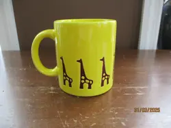 VINTAGE WAECHTERSBACH BRIGHT YELLOW COFFEE MUG ANIMALS GIRAFFES  MADE IN SPAIN
