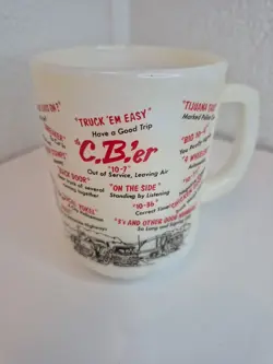 VINTAGE ANCHOR HOCKING FIRE KING COFFEE CUP TRUCKER CB SLANG