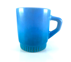 VINTAGE ANCHOR HOCKING FIRE KING BLUE STACKABLE COFFEE CUP MUG D HANDLE