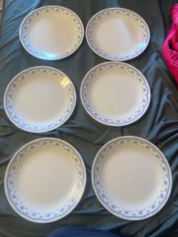 VINTAGE CORELLE MORNING BLUE DINNERWARE - SET OF 6 DINNER PLATES 10.25