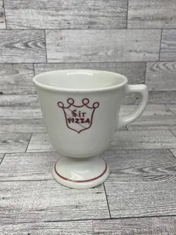 VTG SIR PIZZA RESTAURANT WARE WALKER CHINA PEDESTAL FOOTED CUP MUG B CRK MICH.