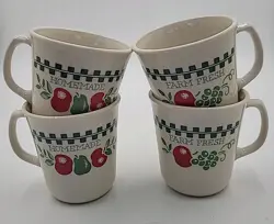 VINTAGE CORELLE FARM FRESH APPLE COFFEE MUGS SET OF 4