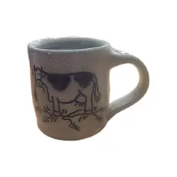 VTG  STUDIO ART POTTERY COFFEE MUG COBALT BLUE SALT GLAZE SPONGED - SIGNED