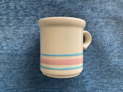 MCCOY BAN STRIPE POTTERY BLUE PINK STRIPPED VINTAGE COFFEE MUG 1970'S USA