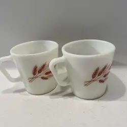 SET OF 2 VINTAGE PYREX AUTUMN HARVEST WHEAT MUGS
