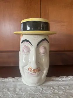 VINTAGE CERAMIC STANGL POTTERY STOBY HENPECK MUG & HAT LID