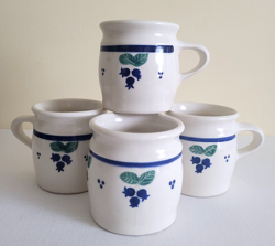 BLUEBERRY 12 OZ MUGS BY HARTSTONE POTTERY  VTG 1978 SIGNED - LOT OF 4