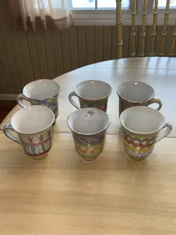 VINTAGE SET OF SIX (6) NEW NOS MACKENZIE CHILDS COFFEE TEA MUG- RETIRED