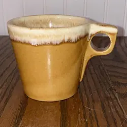 HULL OVEN PROOF USA POTTERY BUTTERSCOTCH DRIP COFFEE CUP MUG VINTAGE MCM