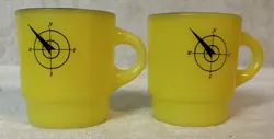 2 VINTAGE YELLOW FIRE KING MUG NORTH WESTERN BANK ADVERTISING MUGS 3