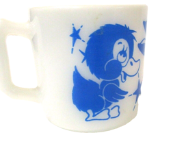 VINTAGE HAZEL-ATLAS MILK GLASS CHILD'S PUPPY BUNNY DUCK BLUE CUP RARE MINT