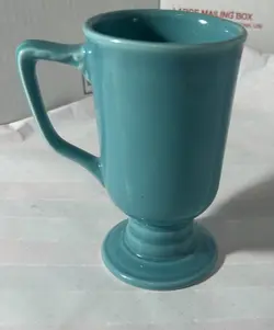 NEW ONE VINTAGE HOMER LAUGHLIN IRISH COFFEE FOOTED MUG IN BLUE TURQUOISE