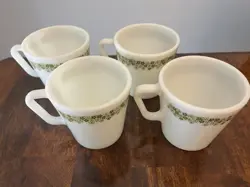 SET OF 4 VINTAGE PYREX CRAZY DAISY SPRING BLOSSOM MUGS CUPS NO 1410