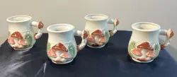 VTG EMPRESS BY HARUTA MUSHROOM SET OF 4 COFFEE MUGS MADE IN JAPAN 1970S KITSCHY