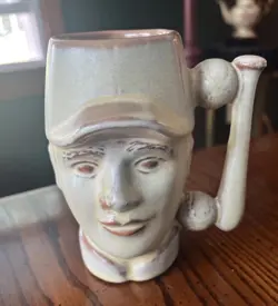 BASEBALL MUG FRANKOMA POTTERY 1978 VINTAGE BASEBALL PLAYER.