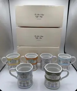THE LENOX SPICE VILLAGE COFFEE MUGS CUPS SET OF SIX COLLECTION VINTAGE 1992