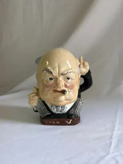 BURLEIGH WARE E.Y. BAILEY CHURCHILL VICTORY CERAMIC MUG  VINTAGE COLLECTIBLE