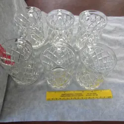 VINTAGE 1970'S PAUL SEBASTIAN DIAMOND CROSS CUT FINE CRYSTAL MUGS SET OF 6