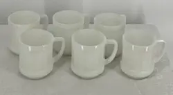 FEDERAL WHITE MILK GLASS MUGS SET OF 6 VINTAGE COFFEE TEA CUPS DURABLE