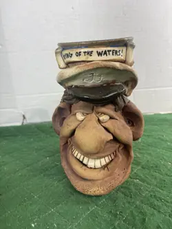 VINTAGE JAC GENOVESE FUNNY UGLY FACE 3D MUG ART  GIFT BOAT CAPTAIN KING OF WATER