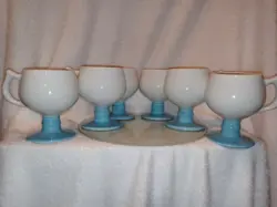 (6) VTG BLUE CARIBE PUERTO RICO PEDESTAL ESPRESSO MUGS-1969