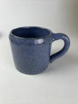 VINTAGE BYBEE KENTUCKY ART POTTERY COFFEE MUG CUP BLUE GLAZE 12 OZ SIGNED BB