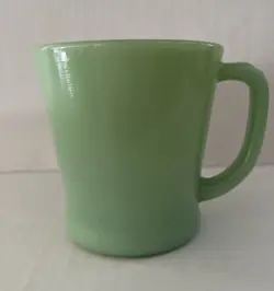 VTG ANCHOR HOCKING FIRE KING JADEITE GREEN GLASS D HANDLE MUG CUP USA EXC