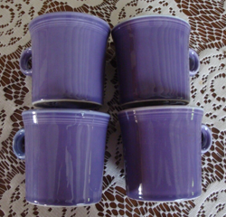 SET OF 4 VINTAGE FIESTA WARE RING HANDLE LILAC MUG, COFFEE CUP,  HOMER LAUGHLIN