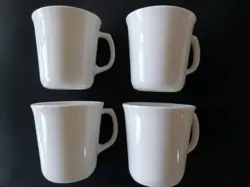 SET OF 4 CORNING VINTAGE WINTER FROST WHITE MUGS/TEA CUPS D HANDLE
